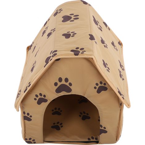 Maison pour animaux pliable, lit de petite taille, tente pour chiots et chats, amovible et lavable, marron (1/5)