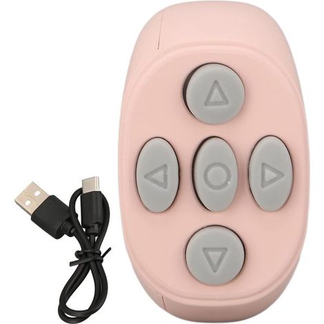 Control remoto inalámbrico Bluetooth para pasar páginas y para cámara y selfies, controlador multimedia portátil (rosa) (1/5)