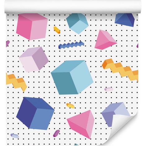 Papel pintado geométrico 3D y cúbico para salón y dormitorio, 50x1000 cm. (1/5)