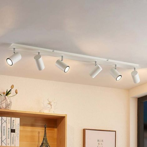 [GEBRAUCHT] B-Ware Lindby Deckenstrahler Joffrey LED 6-flammig dimmbar Aluminium Stahl weiß 116 cm (1/2)