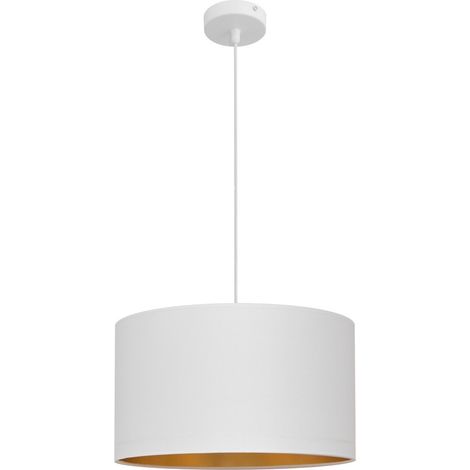 Helam ALBA Plafonnier Suspension Cylindrique Blanc, Or 45cm