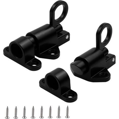 2 Pieces Sliding Gate Lock Spring Loaded Sliding Gate Lock Sliding Garage Door Lock, with Screws for All Types of Interior Door Lock (Black) (1/5)