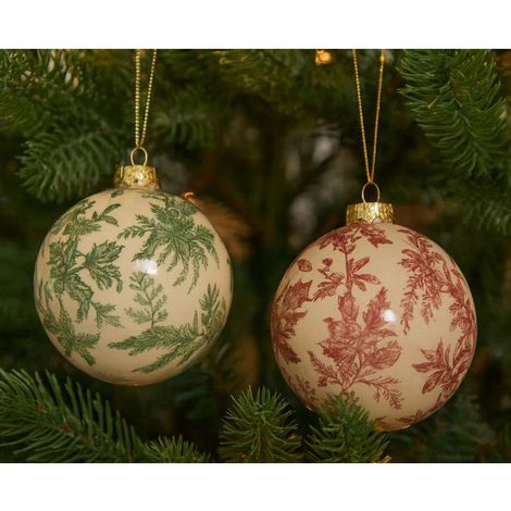 Decoris Sfera di Natale Avorio con Agrifoglio Verde o Rosso - 8 cm