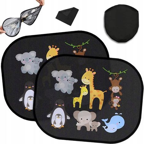 2 parasole per auto - 4436 cm - Fantasia animalier - Anti-UV - Tecnologia di adsorbimento elettrostatico in PVC - Riduce l'abbagliamento e il calore - Adatto a tutti i tipi di finestrini auto (1/5)
