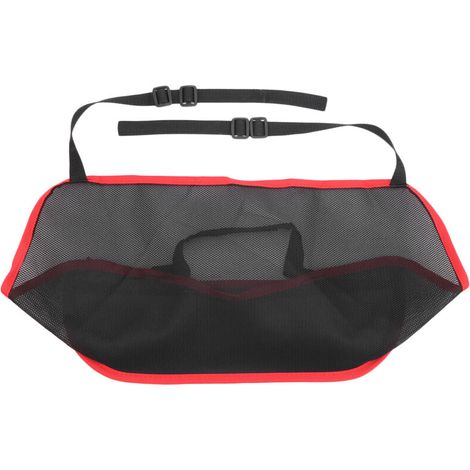 Organizer universale in rete per auto, tasca portaoggetti in rete tra i sedili, barriera per animali domestici, accessori per interni auto, nero con finiture rosse -Crezuo