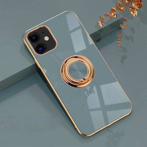Elegante e lussuosa custodia per iPhone 13 Pro, con funzione di supporto ad anello, disponibile nei colori oro e blu.