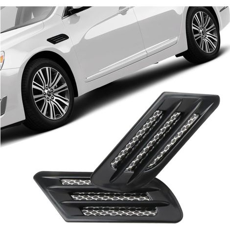 2 Stück Aufkleber für seitliche Lüftungsgitter am Auto, Abdeckung für Lufteinlassgitter, universelles dekoratives Klebegitter für die Autoseite (Schwarz) (1/5)