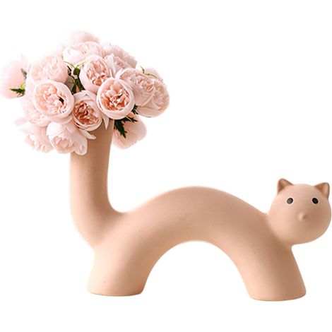 Jarrones de cerámica para flores pequeñas, jarrones para gatos, jarrones para flores - 1 3