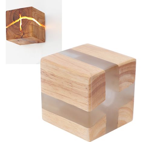Applique murale aspect bois craquelé, lampe de chevet, veilleuse, éclairage intérieur 100-240 V (1/5)