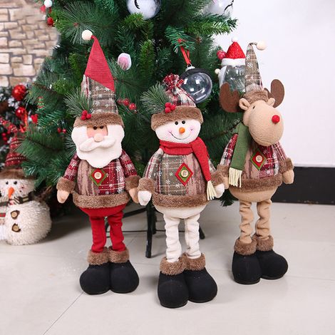 Stehender Plüsch-Weihnachtsmann als Dekoration mit ausziehbaren Beinen (1/5)