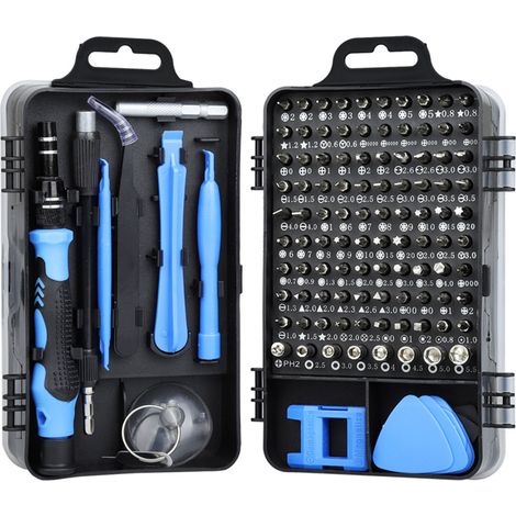 Jeu de tournevis en acier au carbone, outils de réparation électronique polyvalents pour montre et téléphone mobile, bleu. (1/5)