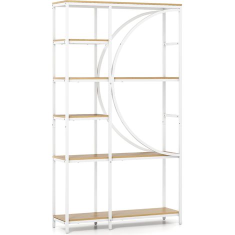 Libreria in stile contemporaneo a 6 ripiani 100 x 30 x 177 cm con design a mezzaluna in metallo naturale 200017722