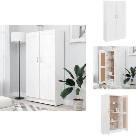 Bücherschrank Weiß 82,5x30,5x150 cm Holzwerkstoff - Bücherregal - Regal - Holzschrank - Weißer Schrank - Wohnzimmerdeko (1/5)