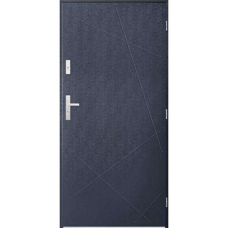 Porte d'entrée simple DIAGO 90 cm anthracite - Poignée et serrure : Sans - Poussant: Droit