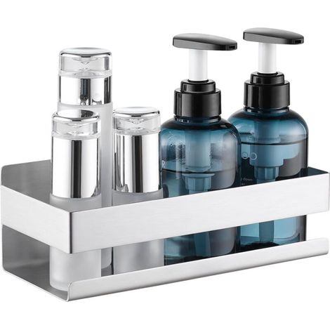 Wall Mounted Shower Shelf Bathroom Shelf SUS304 Stainless Steel Basket Holder 23CM Brushed,