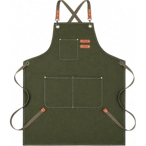 Tabliers de Cuisine 68x76cm Réglable Tablier Barbecue avec 3 Poches Tablier pour Hommes Femmes Tablier Sangles Croisées Tabliers pour Barbecue, Restaurant, Jardin, Barbecue, Café (1/5)