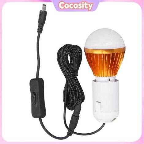 Ampoule solaire LED E27 - COCOSITY - 5W 12V - Lumière blanche chaude douce - Douille E27 amovible - Câble DC 3m (1/4)