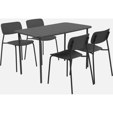 Set tavolo da giardino in metallo con 4 sedie