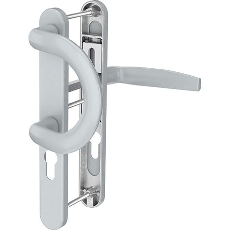 Langschildgarnitur Aluminium Schmalrahmengarnitur 92mm Silber PZ Lochung Türdrücker Bügelgriff/Drücker 87-102mm nein (1/5)