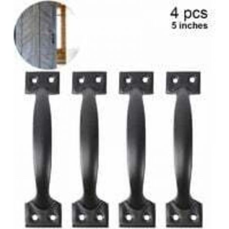 4 pièces poignées de porte de grange poignées de porte pour clôtures en bois poignée d'armoire vintage pour armoire de cuisine meubles tiroir matériel d'armoire, 5 pouces, noir (1/5)