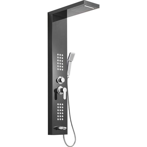 LULY Panneau colonne de douche hydromassante 4 jets + 1 robinet Noir