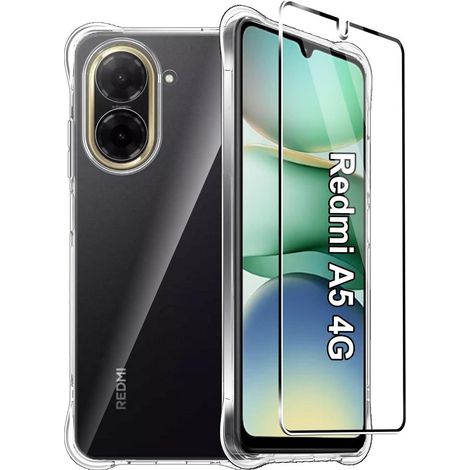 Hülle für Redmi A5 + Schutzfolie, transparent, stoßfest