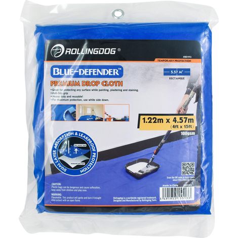 Draper 09664 ROLLINGDOG Blue Defender 8482 Premium Drop Cloth, 1.2 x 4.5m