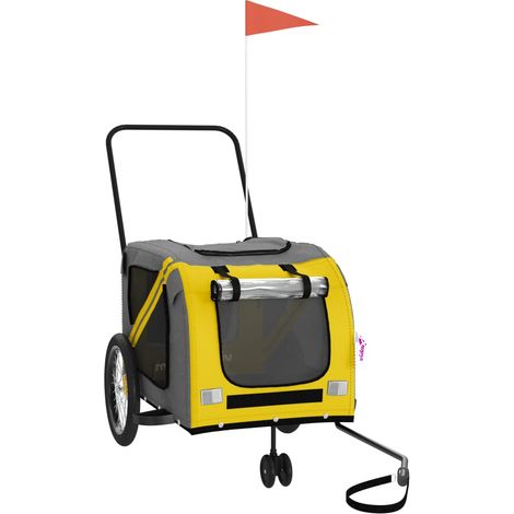 Remorque de vélo pour animaux de compagnie jaune et gris