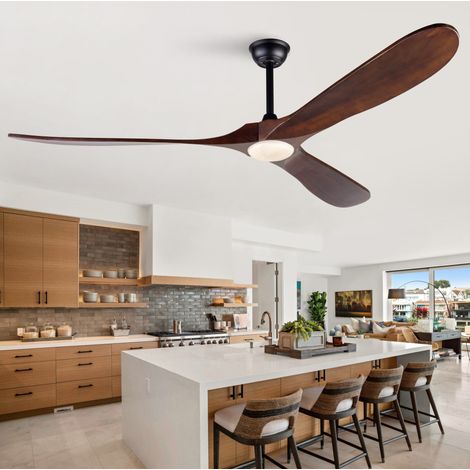 Ventilador de techo con luz 176 cm madera negra, mando a distancia, 6 velocidades - CHICFURN (1/5)