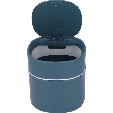 Mini Poubelle de Bureau avec Couvercle pour Déchets et Débris, Idéale pour Table Basse, Coiffeuse et Plan de Travail - Bleu (1/5)