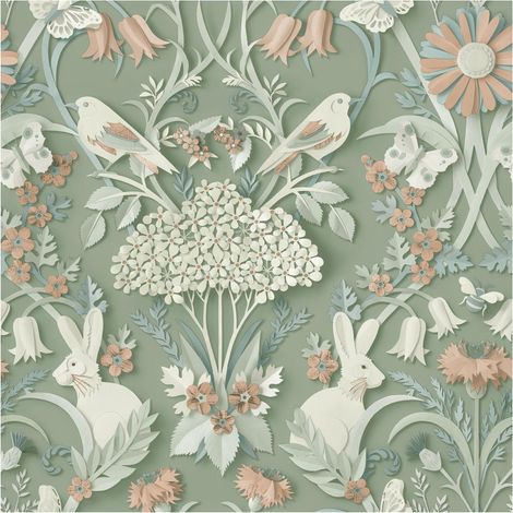 Fine Decor Woodland Mint Green Wallpaper Paste The Paper Washable Kids Room (1/4)