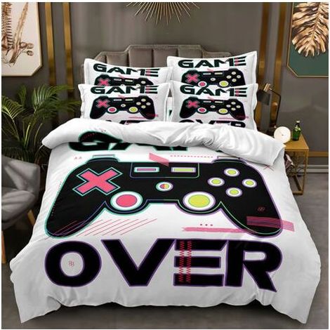 3D Manette de Jeu Jeu vidéo Homme Jeunesse Noir Sets de Housses de Couettes Parure de Lit Housse de Couette et Taies d'oreiller pour Lit 1/2 Personne (Multicolore 140 x 200cm) (1/4)