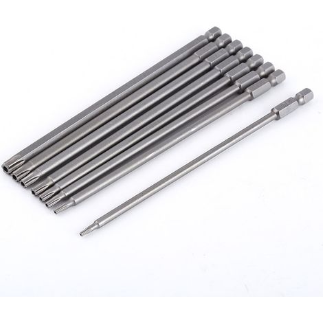 Set 8 embouts Torx T8-T40 – 150mm – 1/4″ – extension magnétique – tige hex creuse – pour tournevis / forets / perceuses
