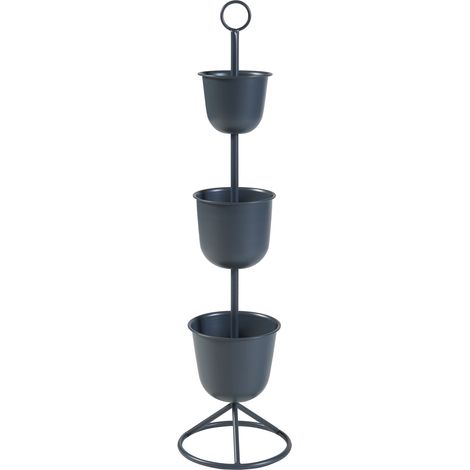 Supporto per piante da esterno 110 x 28 cm 3 vasi neri 030010318