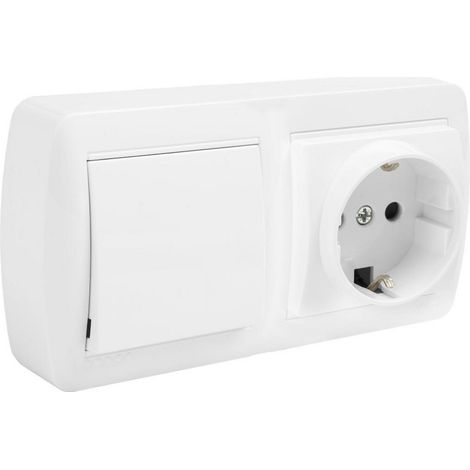 Base fissa 2P + T 16A 250V + doppio interruttore / interruttore 10AX 250V 148x72x28 bianco SOLERA MUR36U