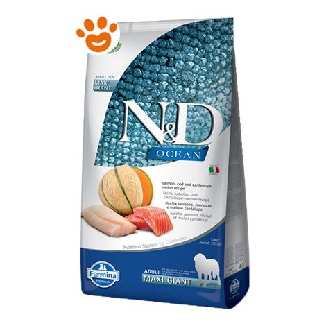 Farmina Dog N&D Ocean Adult Maxi Giant Salmone Merluzzo e Melone - Farmina Dog N&D Ocean Adult Maxi Giant Salmone Merluzzo e Melone - Sacco Da 12 Kg