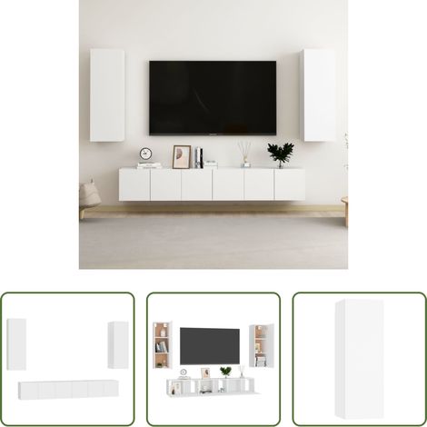 Fernsehschrank -  5-tlg. TV-Schrank-Set Weiß Holzwerkstoff (1/5)