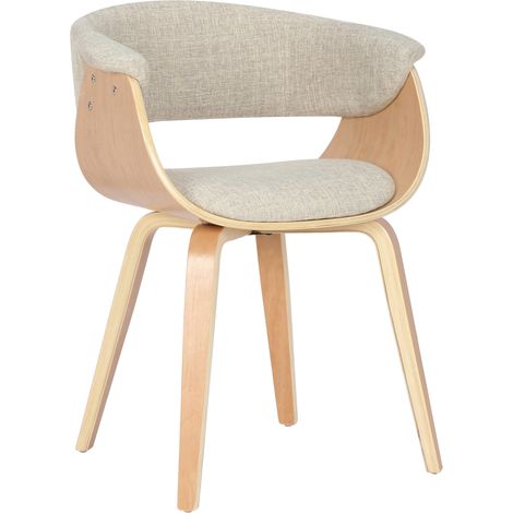 Chaise de bureau salle à manger style scandinave avec revêtement en tissu crème cadre en bois clair 100002195