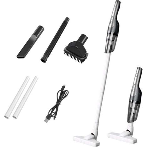 Aspirateur à main sans fil 120W, suction 12000Pa, filtre HEPA - design 2-en-1 pour auto et maison, avec 2 tuyaux rigides et brosse de sol.