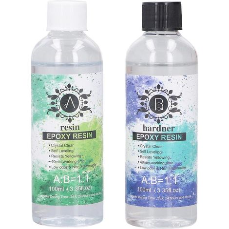 Résine Époxy - Kit 2 × 100 ml - Haute Transparence - Auto-Dégazant - Pour Artisanat Bijoux et Décor - Sans Odeur Forte (1/5)