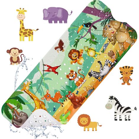 Non-Slip Baby Bath Mat, 100x40cm Anti Slip Bath Mat Heavy Duty Shower Mat with 200 Suction Cups for Kids and Baby, BPA Free PVC Material Machine Washable (1/5)
