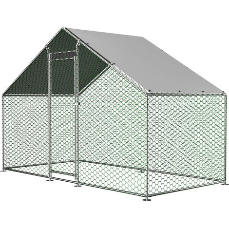Gallinero exterior metálico 3x1,5x2 m con techo OKMYHOME (1/2)