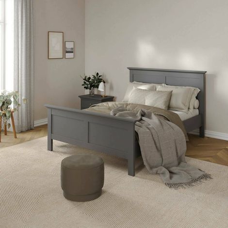 Dmora - Cama individual Clan, Sommier para dormitorio, Estructura de cama por habitación, Estructura del sostenedor del colchón, 211x158 h110 cm, Gris (1/5)