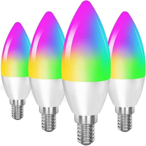 Intelligente Glühbirne, kompatibel mit Alexa, Google Home und Siri. E27-Sockel, B10/B11, WLAN und Bluetooth. Dimmbare LED-Glühbirne mit Farbwechselfunktion. (1/5)
