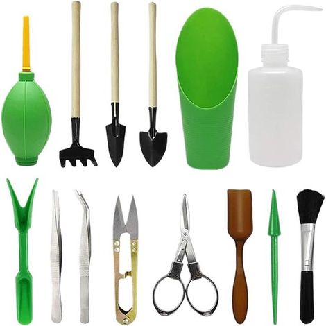 Set de 14 pièces - Outils de jardin - Jardinage - Ensemble de jardin - Ensemble Outils de jardin - pour plantes et fleurs - Entretien du jardin - Truelle à plantes - Truelle de jardin - Râteau de jard (1/5)