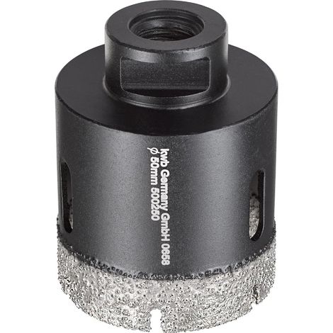 kwb Diamant Fliesen-Loch-Bohrer für Winkelschleifer, Lochsäge mit M14-Aufnahme, Diamont-Bohrkrone Durchmesser 50 mm (1/5)