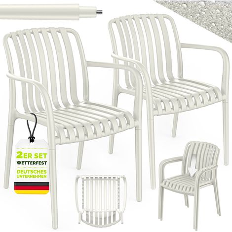 tillvex® Gartenstühle 2er Set Stapelbar Wetterfest mit Armlehne  Outdoor Stühle bis 120kg belastbar  Gartenstühle Outdoor  Terrassenstuhl Gartenmöbel Balkon Garten Terrasse (1/5)