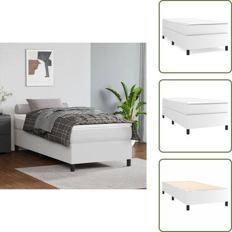 Cadre de lit - vidaXL Sommier à lattes de lit avec matelas Blanc 90x200 cm Similicuir - Matelas de lit