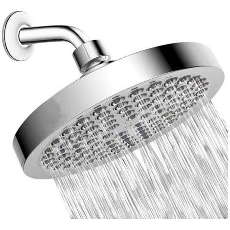 Pommeau de douche rond haute pression en acier inoxydable 304 de 15 cm pour une douche confortable à faible pression d'eau - Montage mural ou au plafond (chrome)