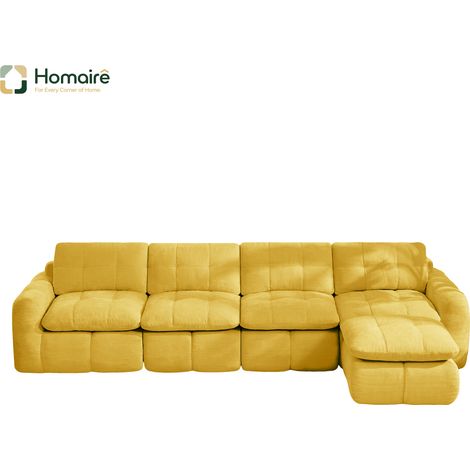 Sofa mit Modulen und Armlehnen aus Chenille gelb en Polyester 334 x 160 x 68 cm HOMAIRE (1/5)
